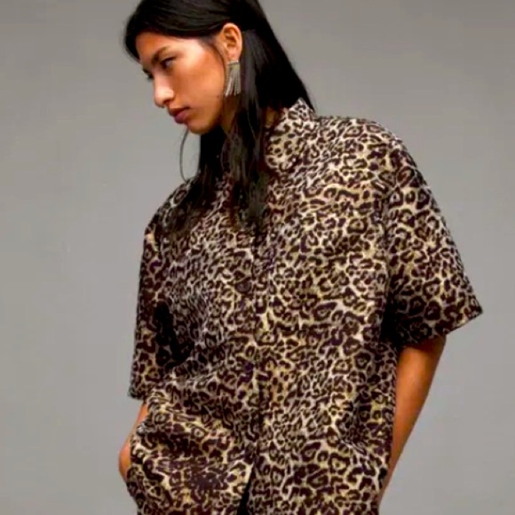 AllSaints Jemi Shirt - NWT - Sz. UK 16 - US 12 Golden Leopard ๐๐๐๐๐๐๐๐๐ - Picture 12 of 13